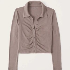 Abercrombie | Long Sleeve Ruched Polo Top